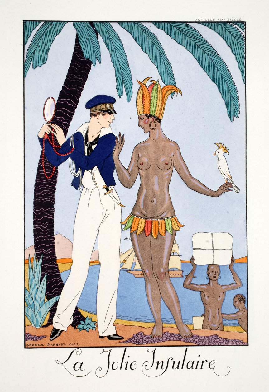 The Pretty Islander, z „Falbalas et Fanfreluches, Almanach teraźniejszości, przeszłości i przyszłości” autorstwa Georges Barbier