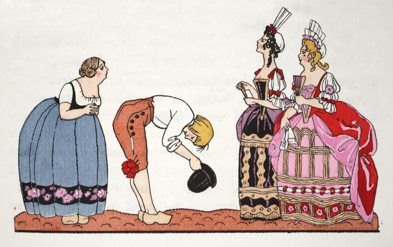 Brzydkie siostry z Kopciuszka (odbitka w pochoirze) autorstwa Georges Barbier
