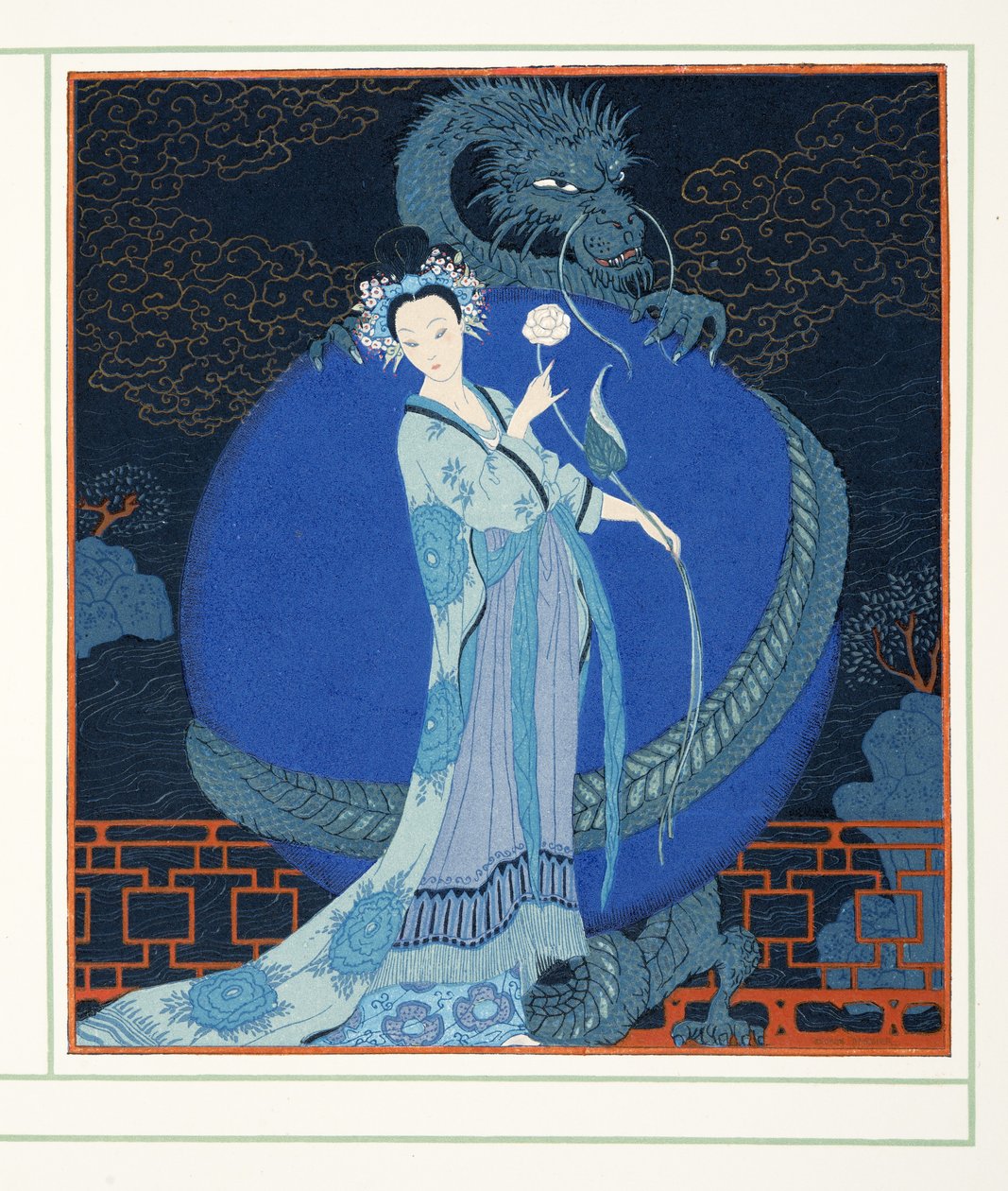 Turandot Princess of China, z Personages de Comedie, wyd. 1922 (odbitka szablonowa) autorstwa Georges Barbier