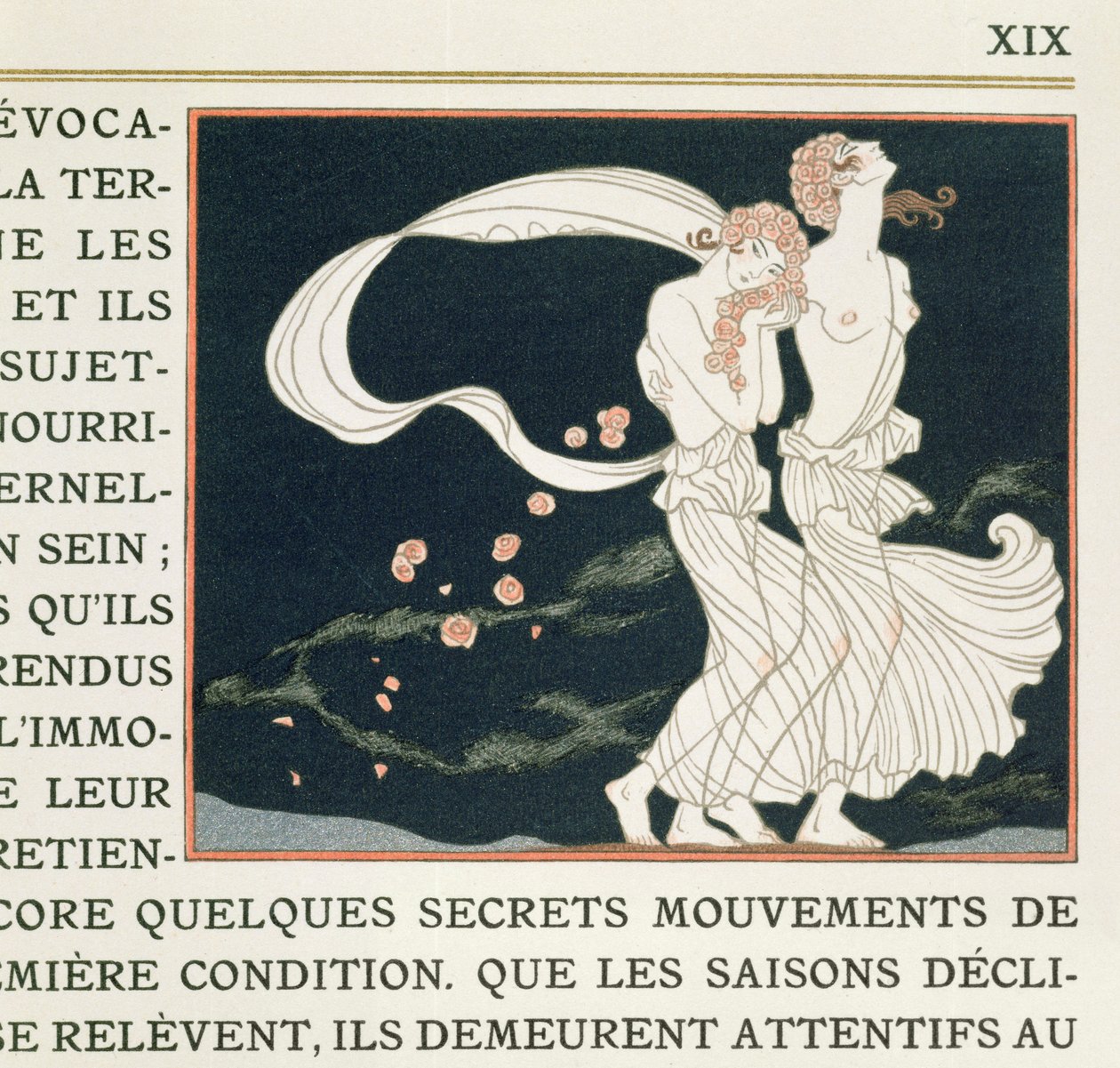 Dwie dziewczyny ubrane po grecku, ilustracja z „Les Mythes” Paula Valery