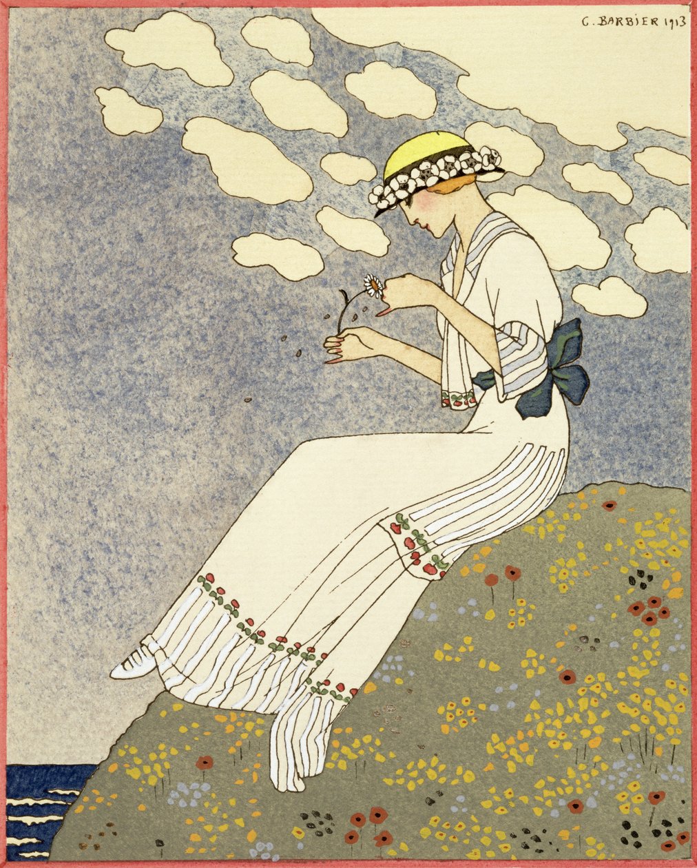 Un Peu..., projekt wiejskiej sukienki Paquin autorstwa Georges Barbier