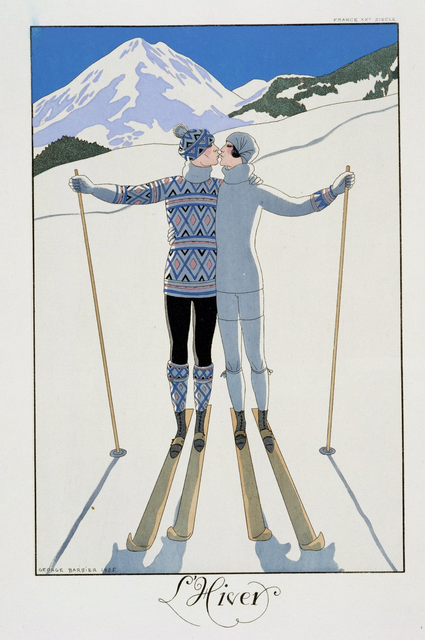 Zima: Lovers in the Snow, modny talerz „Twentieth Century France” autorstwa Georges Barbier