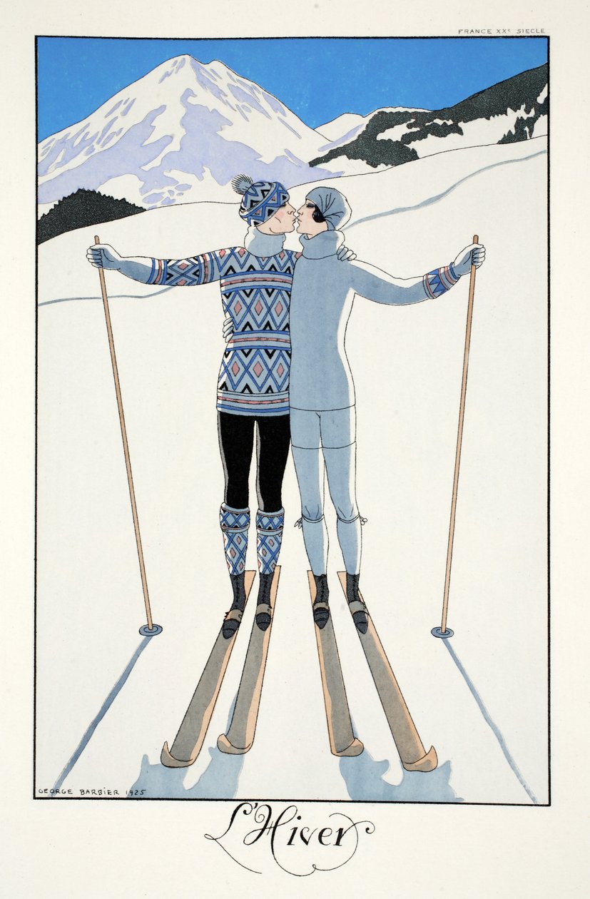 Zima, z „Falbalas i Fanfreluches, Almanachu teraźniejszości, przeszłości i przyszłości” autorstwa Georges Barbier