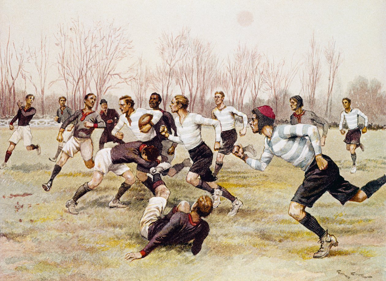 Piłka nożna (rugby), mecz mistrzowski w Parc de Saint Cloud, kalendarz sportowy, luty autorstwa Georges Bertin Scott