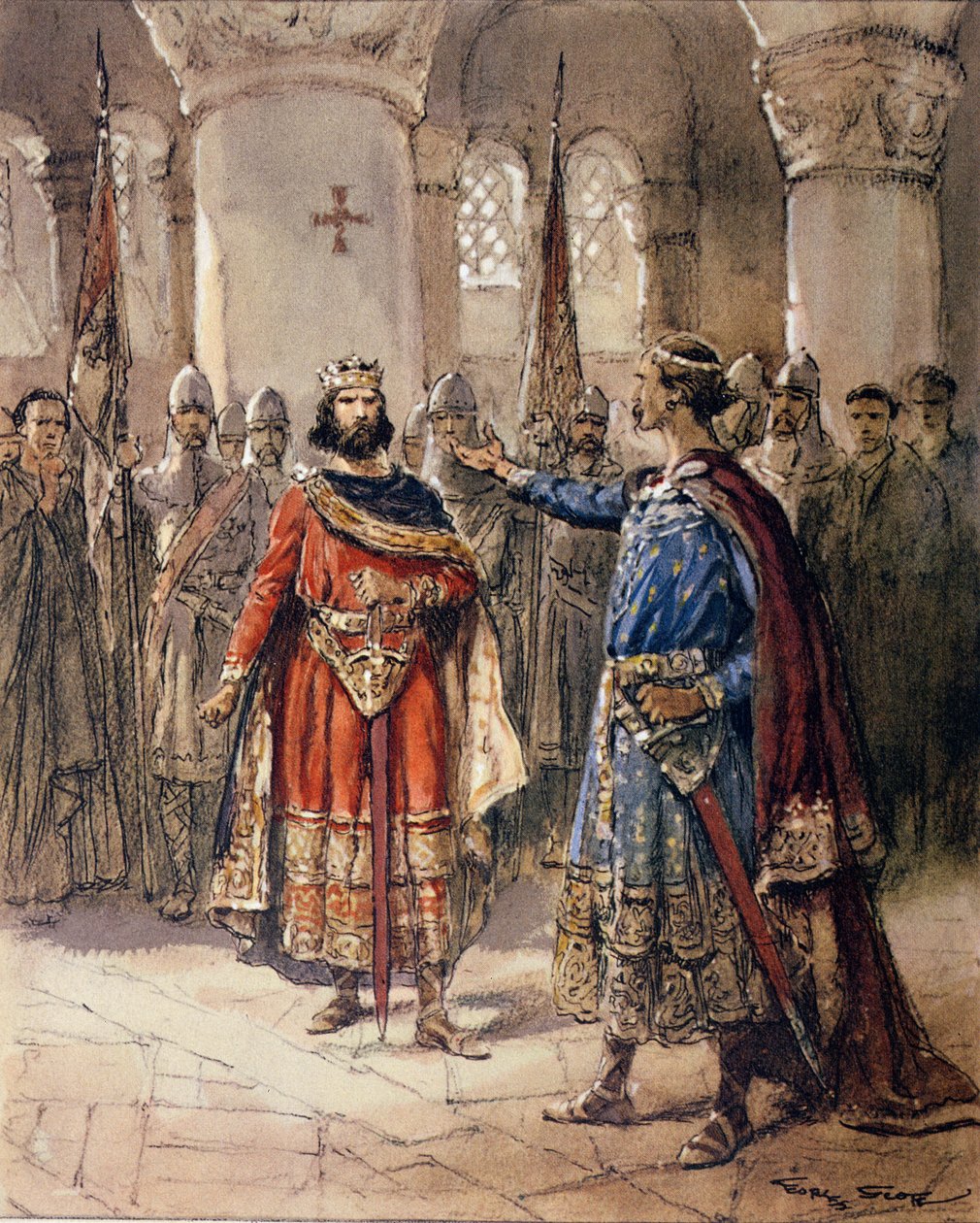 Hugues I Capet (941-996), król Francji i Adalbert de Perigord, z „Histoire de France” Jacques
