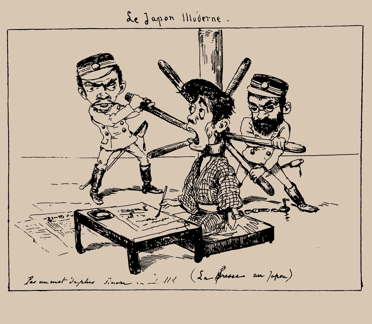 Le Japon iludere Prasa w Japonii, 1887. autorstwa Georges Bigot