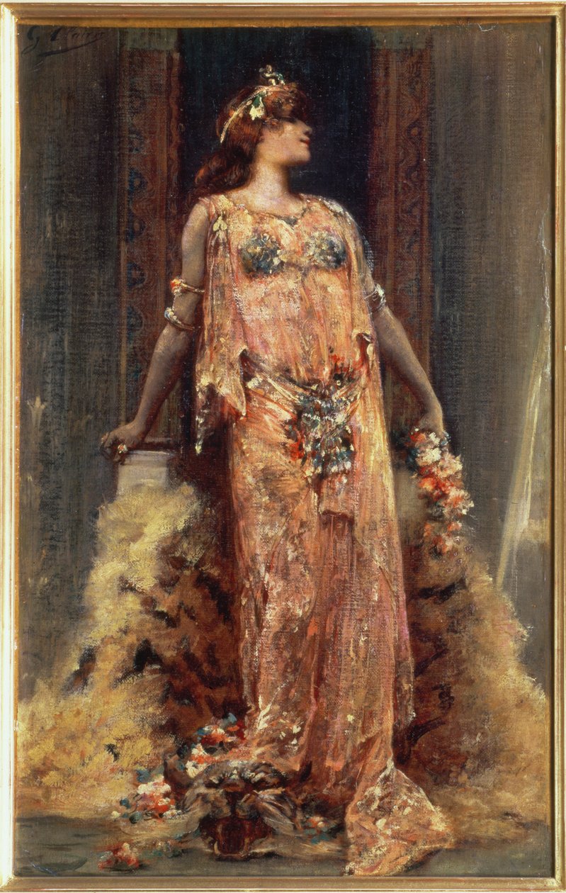 Sarah Bernhardt (1844-1923) w roli Kleopatry autorstwa Georges Clairin