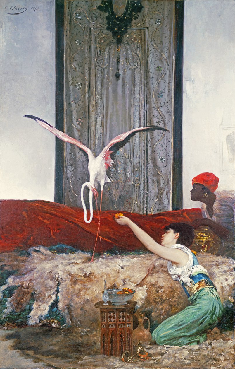 The Pet Flamingo (olej na płótnie) autorstwa Georges Clairin