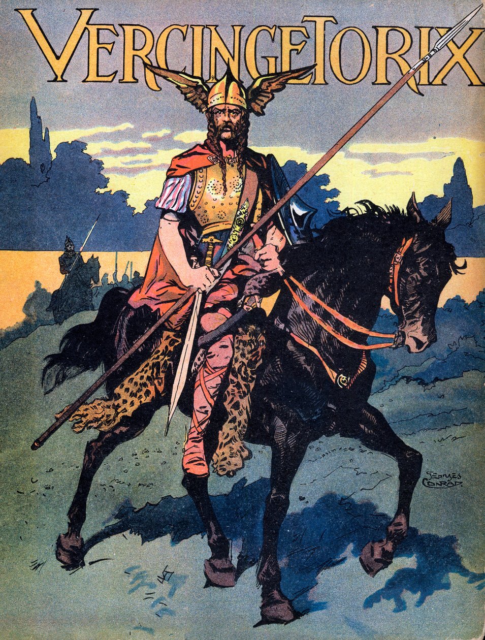 Portret Wercyngetoryksa (ok. 80-ok. 46 pne) Wojownik i przywódca galijski plemienia Arvernes” „We-Gires-Nationals” wokół autorstwa Georges Conrad