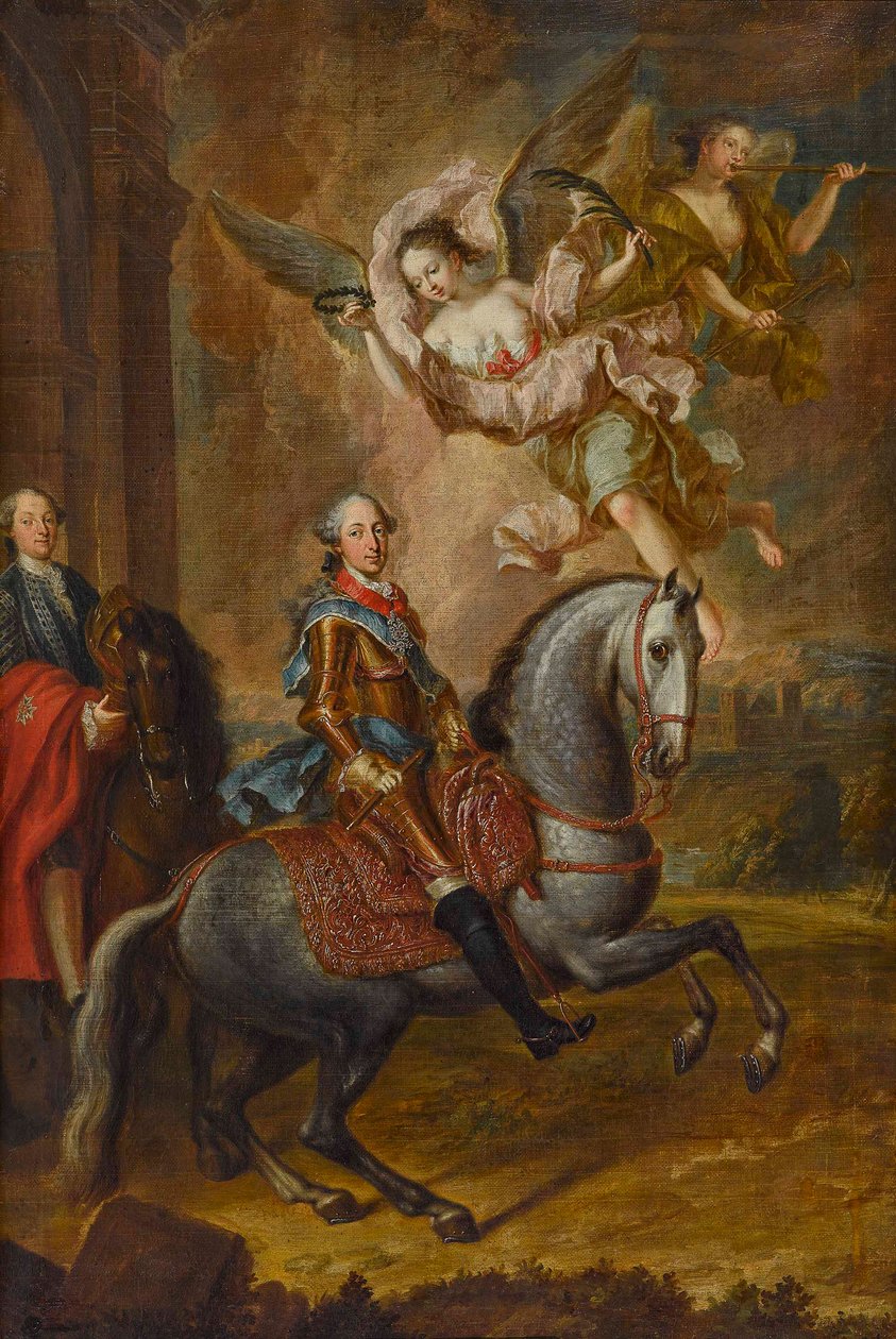 Maksymilian III Józef, elektor Bawarii, na koniu (olej na płótnie) autorstwa Georges Desmarées