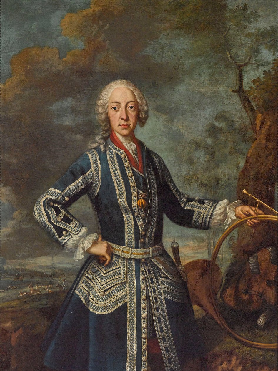 Maksymilian III Józef w stroju myśliwskim (olej na płótnie) autorstwa Georges Desmarées
