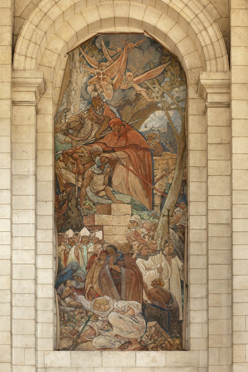 Katedra. Dawny kościół opactwa (Abbaye Saint-Vaast). Wnętrze. Transept południowy. Malowanie ścian. autorstwa Georges Desvallieres