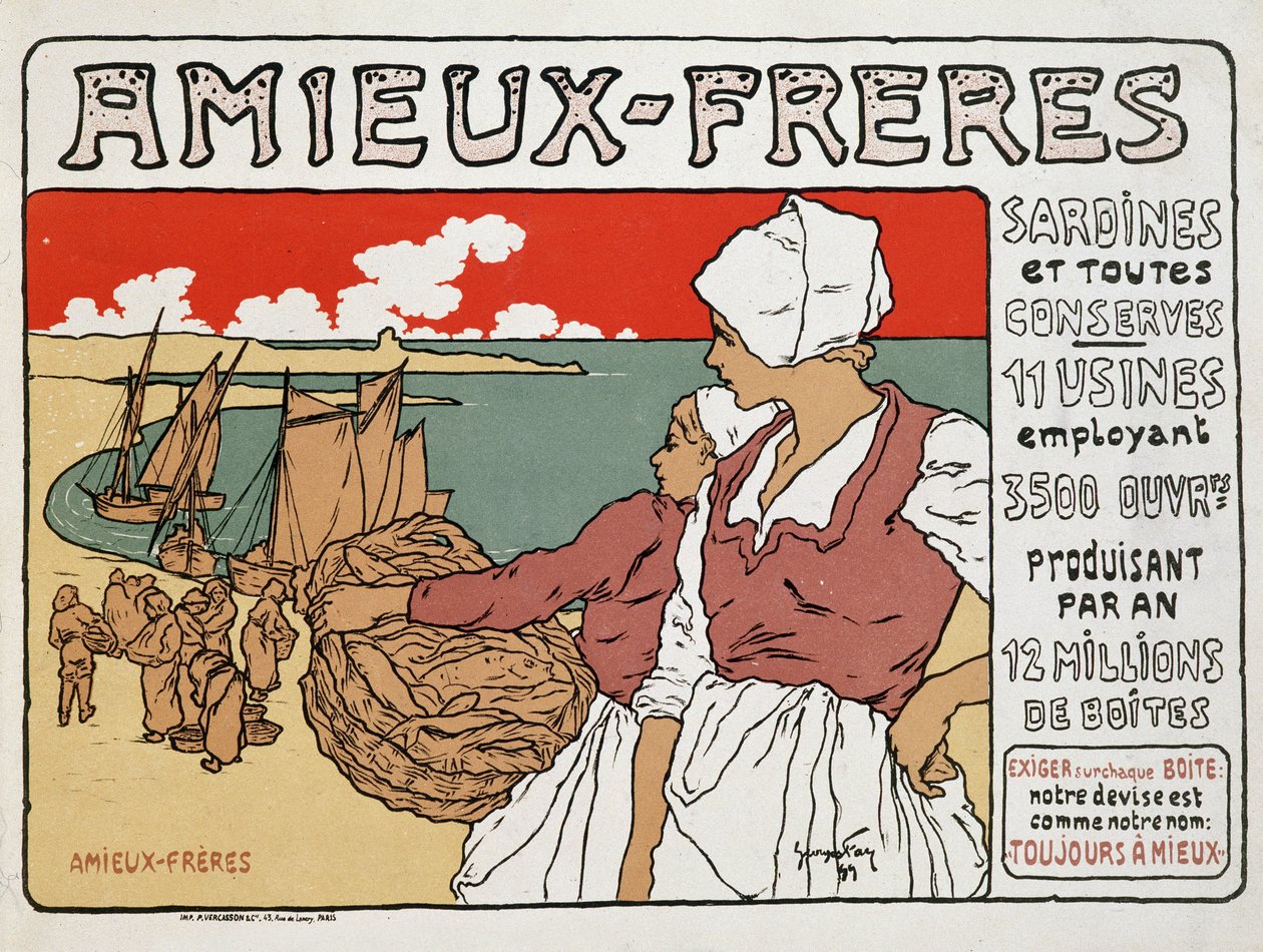 Reklama sardynek i konserw Amieux-Frères — Georges Fay autorstwa Georges Fay
