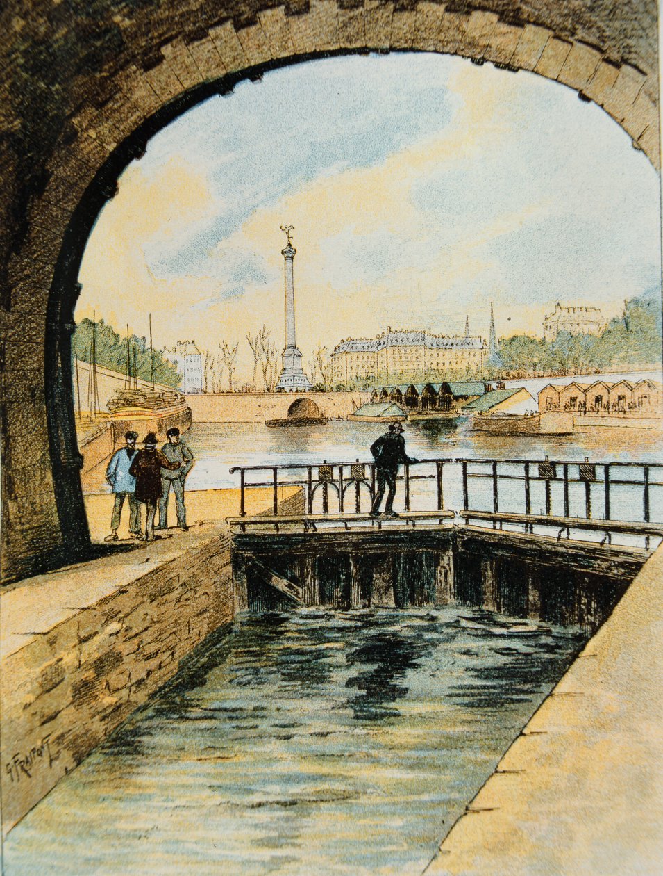 Śluza Kanału Św. Marcin, Paryż, 1890 autorstwa Georges Fraipont