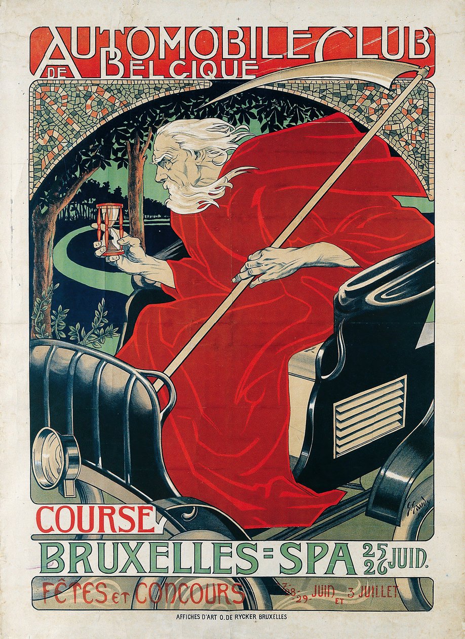 Automobilklub Belgia. Wyścig Bruksela - Spa, 1898. autorstwa Georges Gaudy