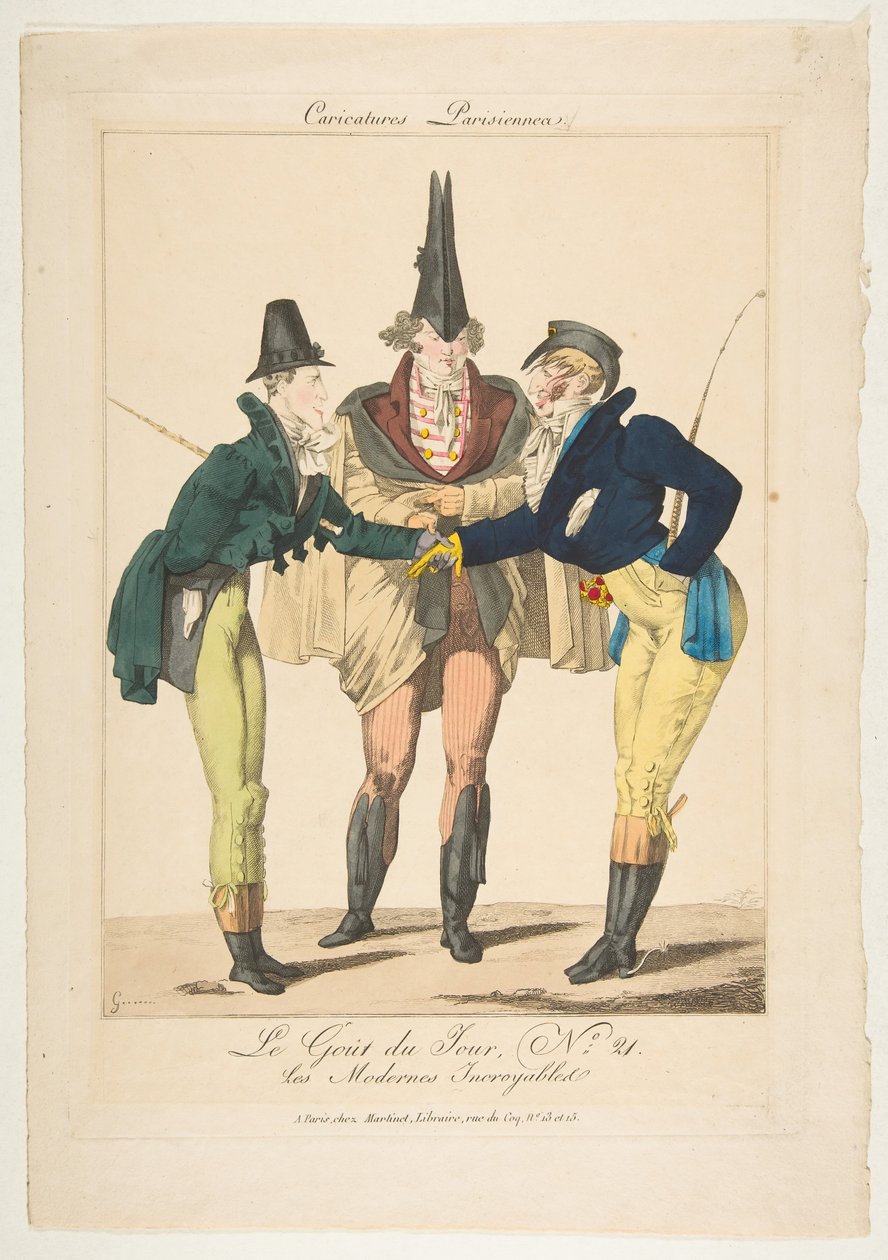 Le Goût du Jour, nr 21: The Incredible Moderns, z Caricatures Parisiennes, ca. 1815. autorstwa Georges Jacques Gatine