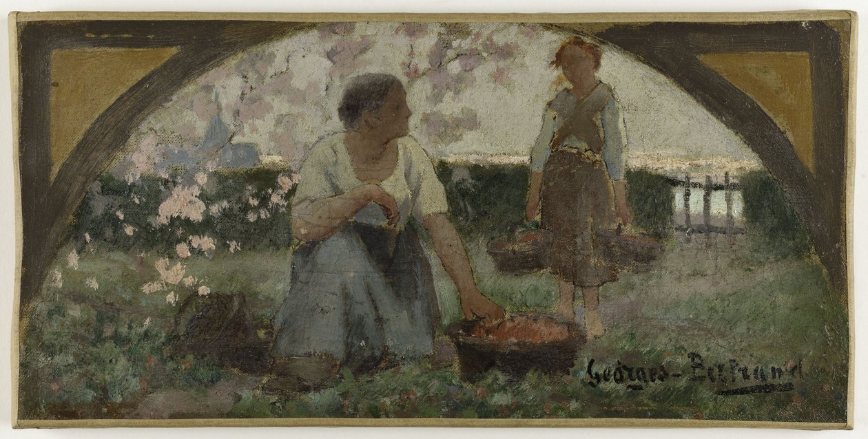 Szkic jadalni w Hôtel de Ville de Paris: Les fraises, ok. 1893 (olej na płótnie) autorstwa Georges Jules Bertrand