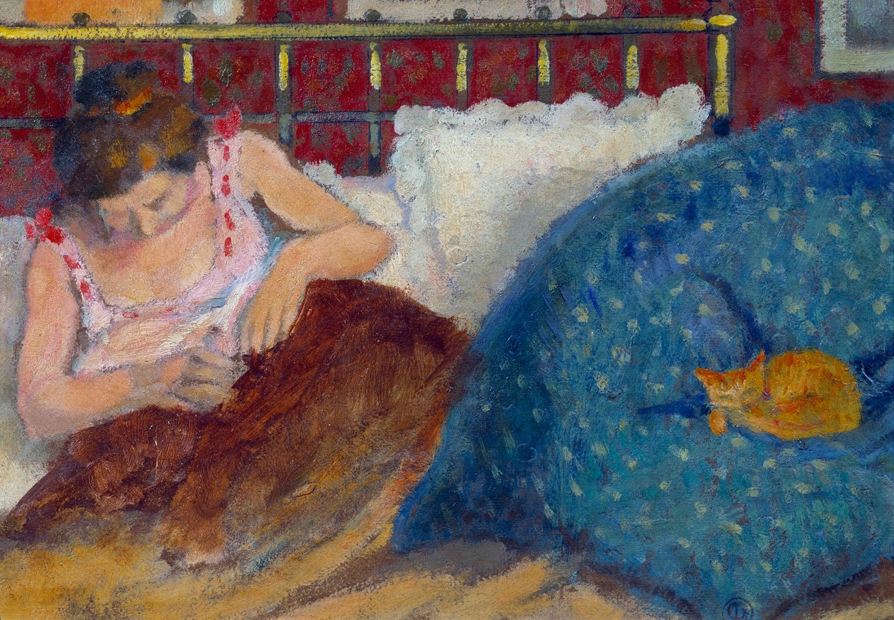 W łóżku lub Kobieta z kotem Obraz Georgesa Lemmena (1865-1916) 1900 nd. 0,3x0,45 m Paryż, musee d