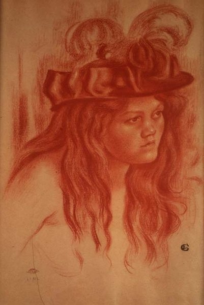 Młoda dziewczyna w kapeluszu (kredka) autorstwa Georges Lemmen