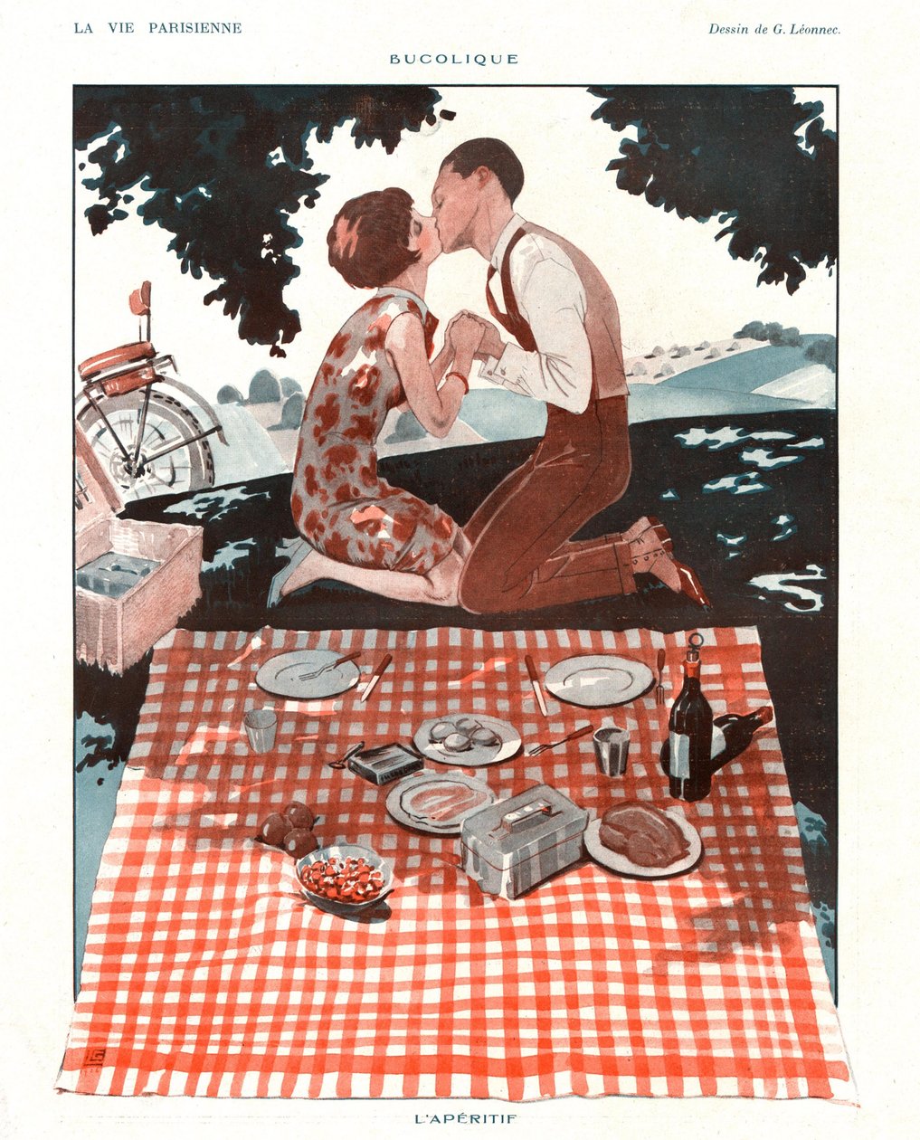 „Bukoliczny”, ilustracja z „La Vie Parisienne” autorstwa Georges Leonnec