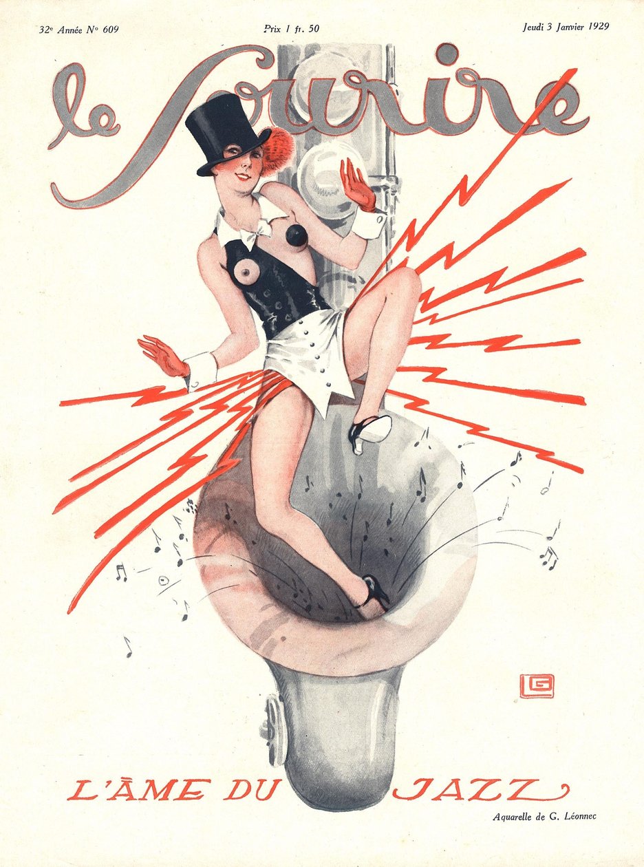 Okładka „Le Sourire”, styczeń 1929 (litografia kolorowa) autorstwa Georges Leonnec