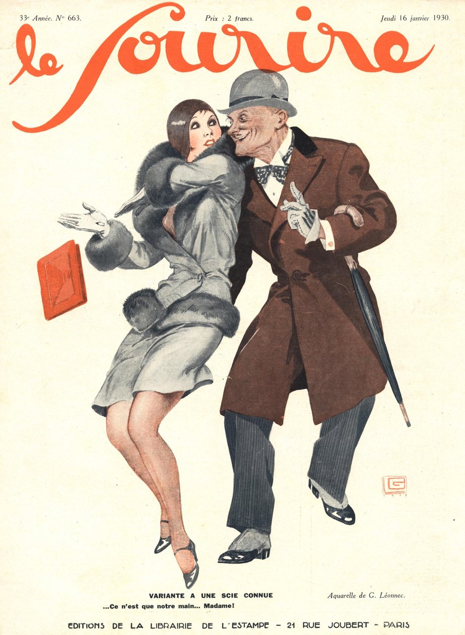 Przednia okładka „Le Sourire”, styczeń 1930 (litografia kolorowa) autorstwa Georges Leonnec