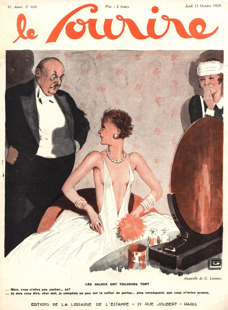 Przednia okładka „Le Sourire”, październik 1929 (litografia kolorowa) autorstwa Georges Leonnec