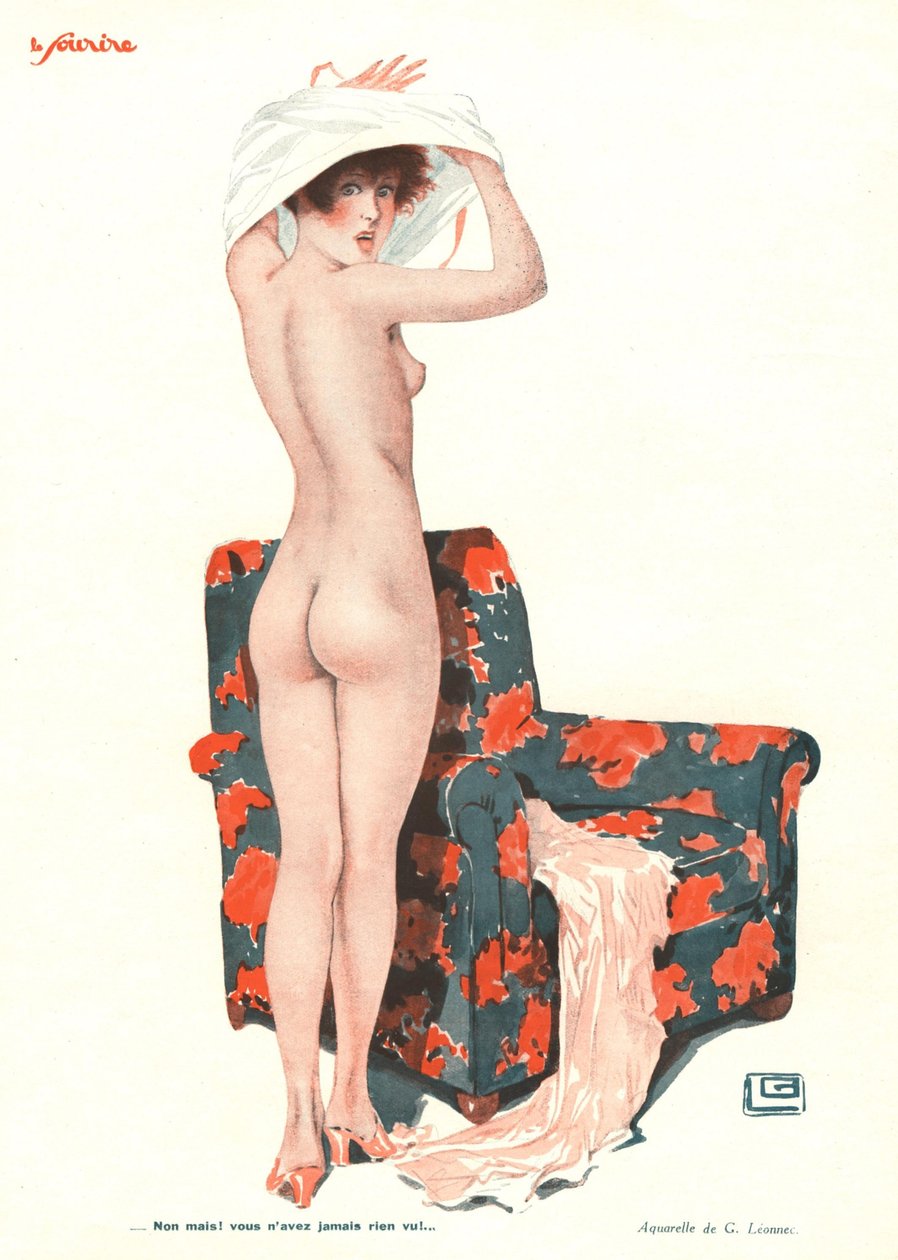 Kuvitus "Le Sourire" (värilitho)kiillotusaineesta autorstwa Georges Leonnec