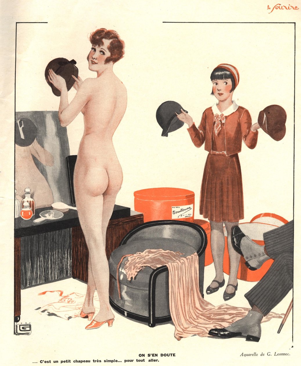 Ilustracja z „Le Sourire” (litografia kolorowa) autorstwa Georges Leonnec