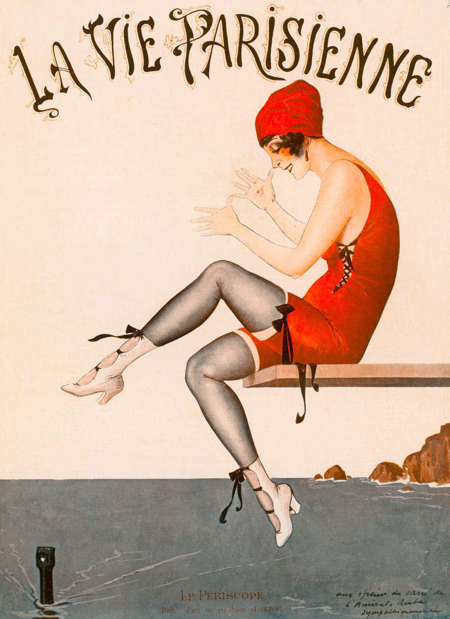 Pływak na trampolinie, ilustracja z filmu "La Vie Parisienne" autorstwa Georges Leonnec