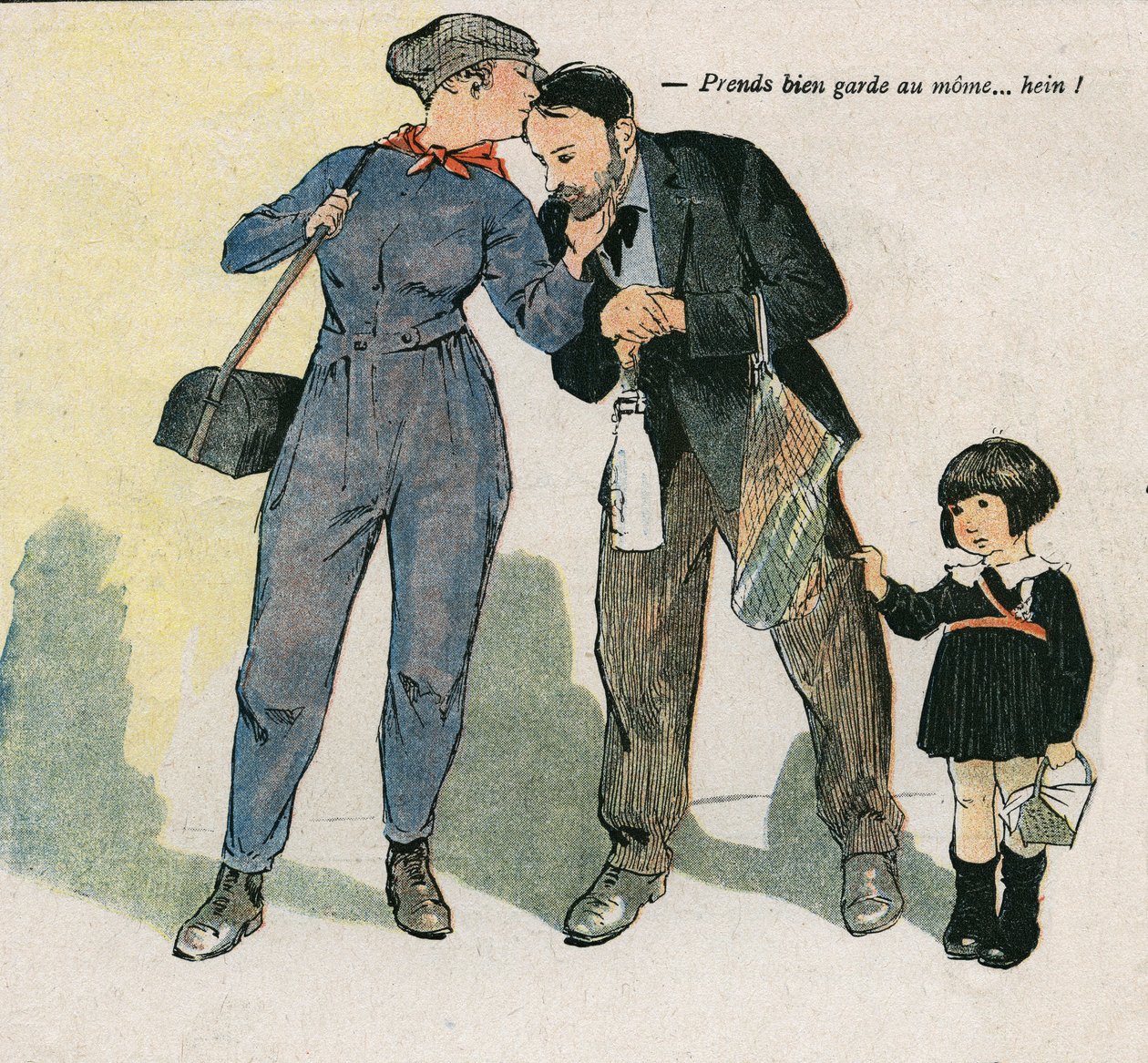 Zaopiekuj się dzieckiem... co? Ilustracja Georgesa Paula LEONNEC (1881-1940) w „”La Baionnette”” z 15 listopada autorstwa Georges Leonnec