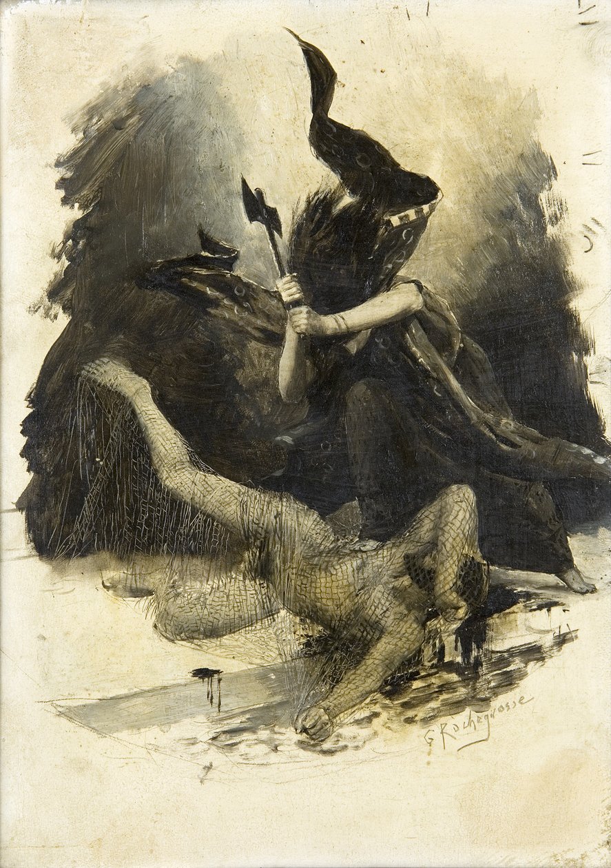 Starożytna scena bitewna, ok.1880 autorstwa Georges Marie Rochegrosse