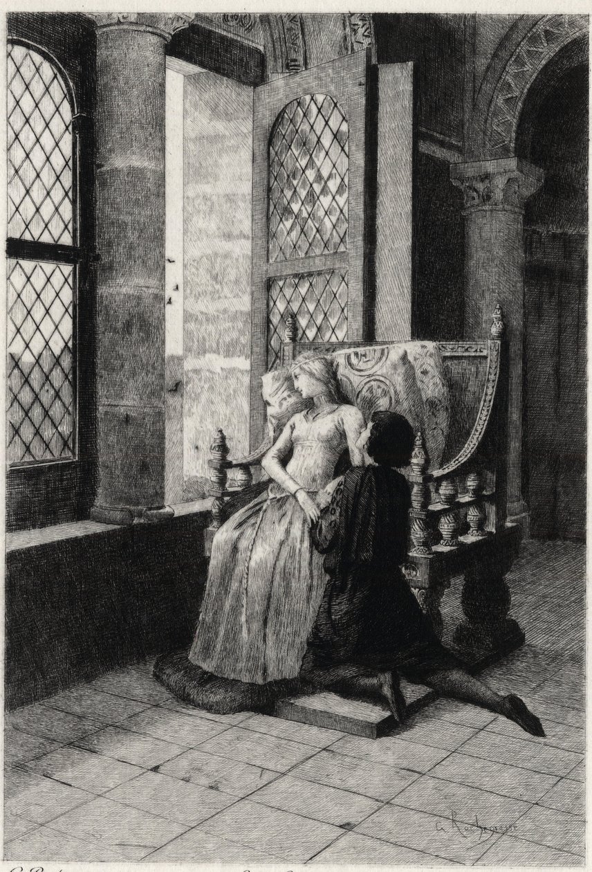 Ilustracja Georgesa Antoine Rochegrosse (1859-1938) do dramatu historycznego Victora Hugo „Włamywacze” (część pierwsza - scena III). autorstwa Georges Marie Rochegrosse