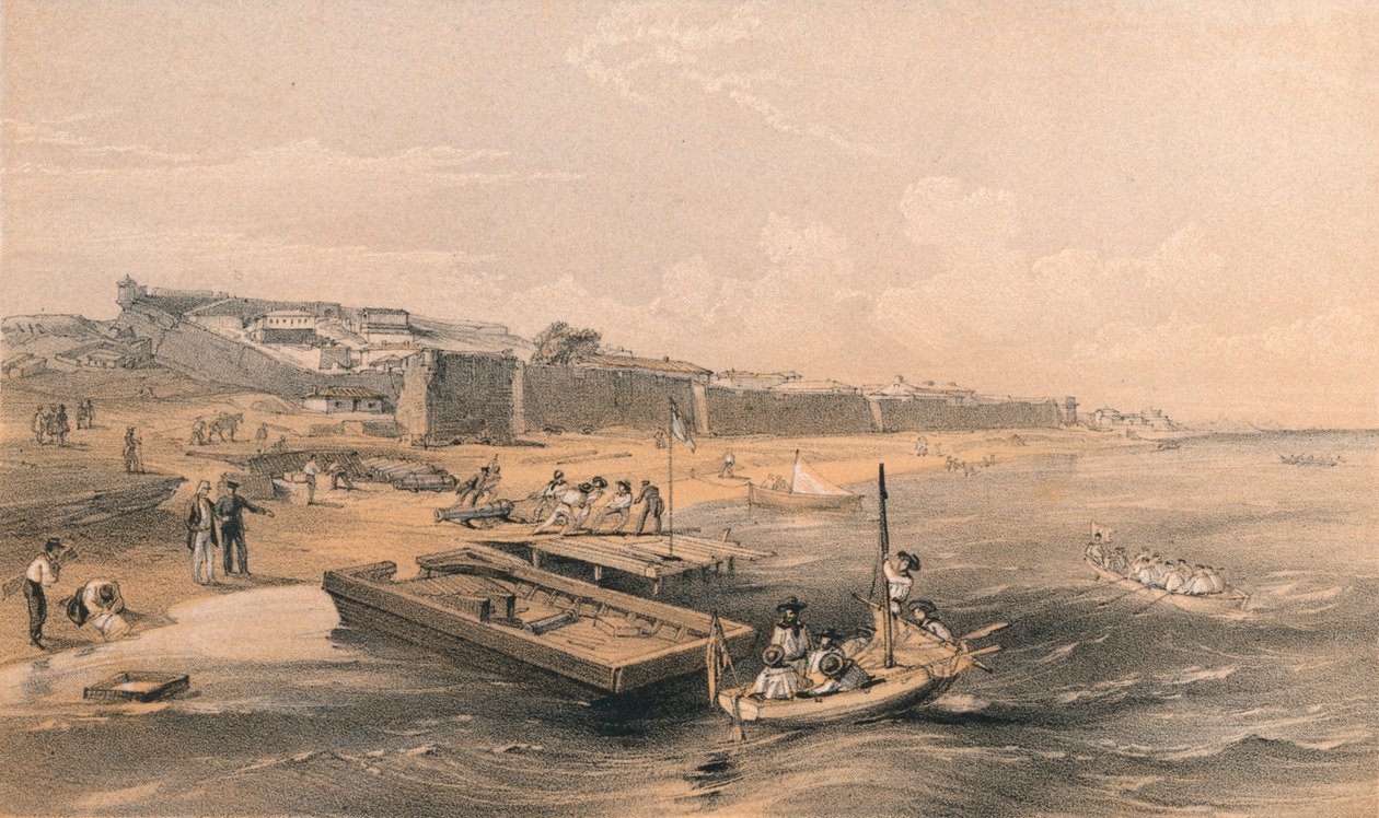 „Twierdza Yenikale patrząca w stronę Morza Azof”, 1856 autorstwa Georges McCulloch