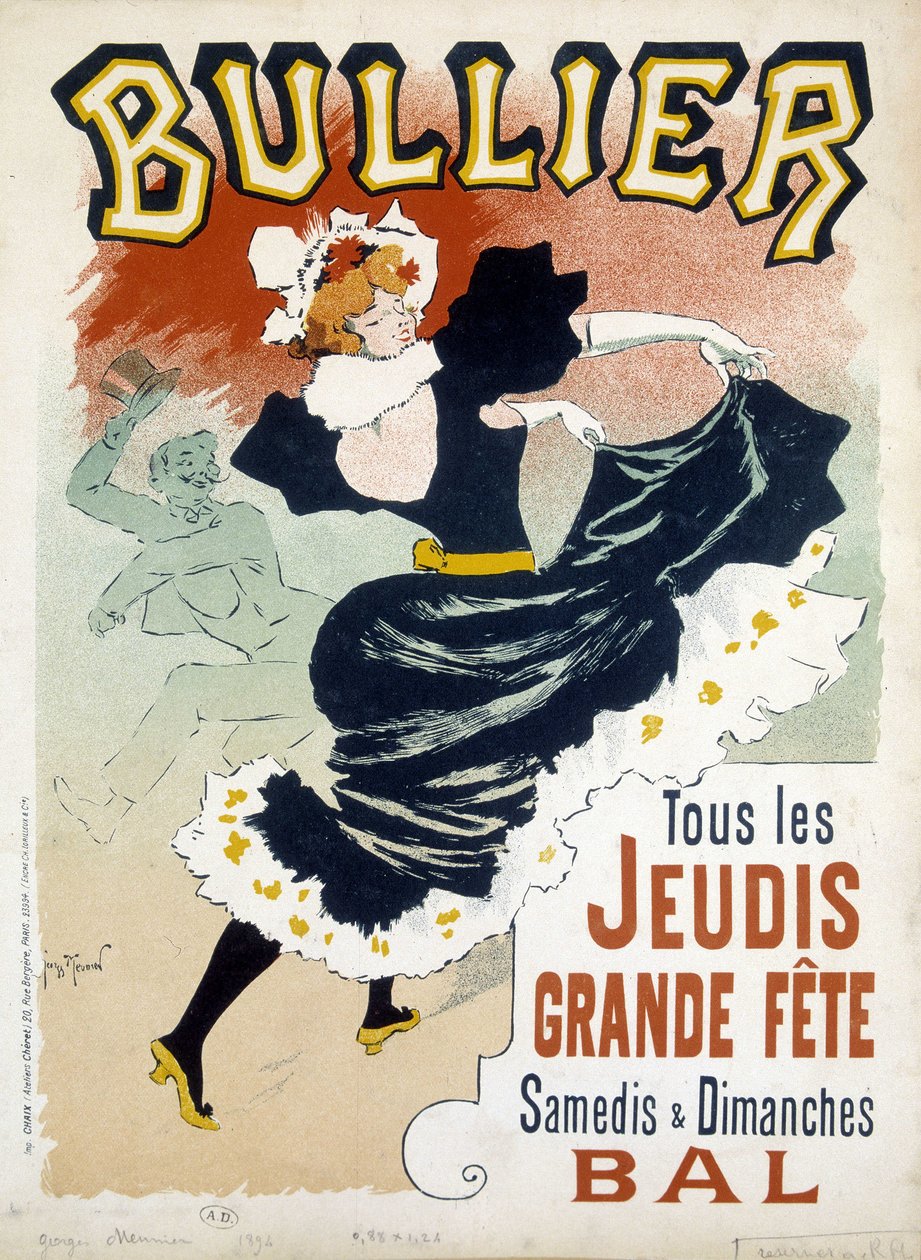 Plakat „Bullier” na bal - pub z końca XIX wieku autorstwa Georges Meunier