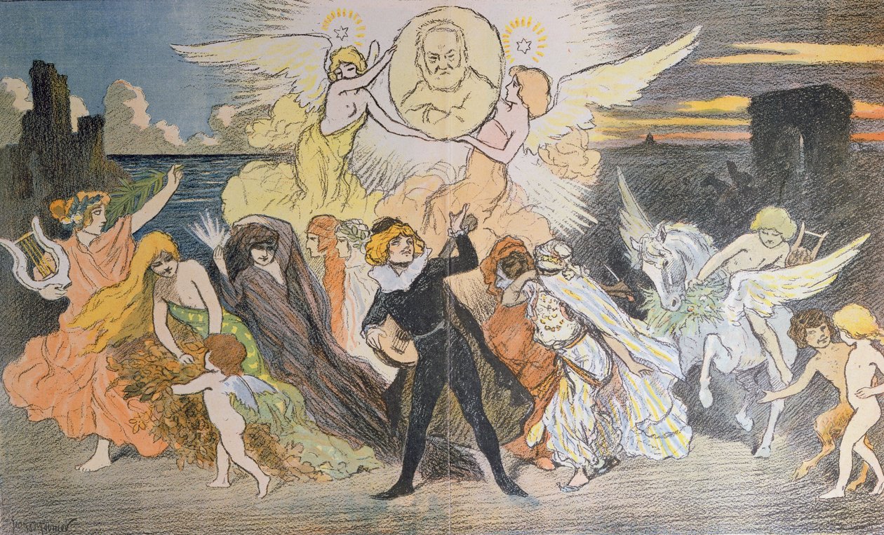Apoteoza poety, hołd złożony Victorowi Hugo (1802-85) z okazji setnej rocznicy jego urodzin, 1902 autorstwa Georges Meunier