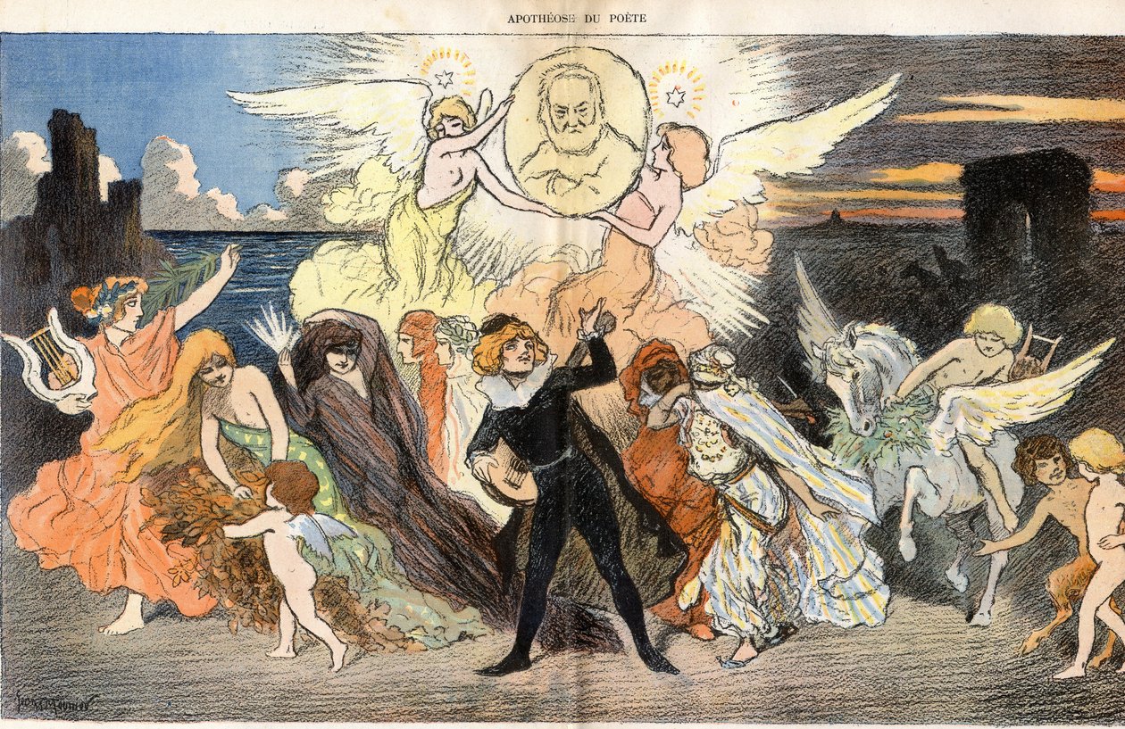 Apoteoza poety, hommagea Victora Hugo (1802-1885) na obchody stulecia jego urodzin autorstwa Georges Meunier