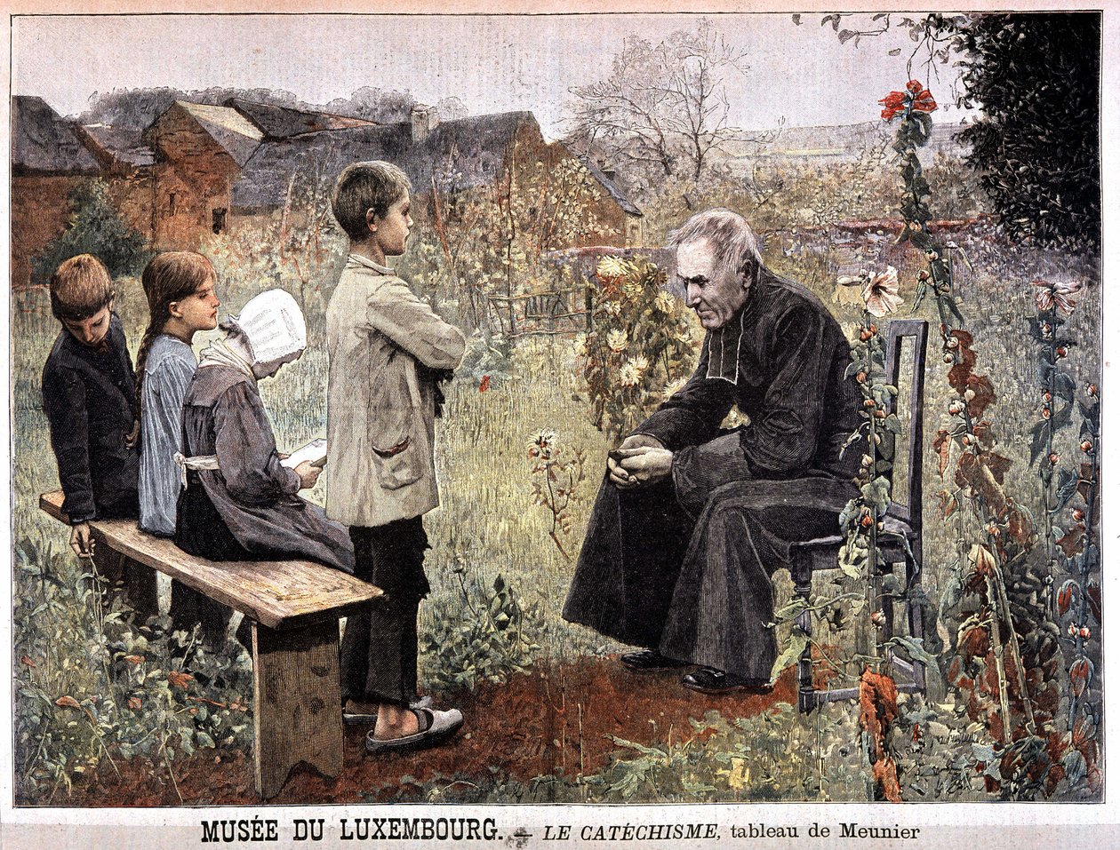 Katechizm (ksiądz i dzieci w ogrodzie) Georgesa Meuniera, Musee du Luxembourg - w „Le petit Journal” z 5 czerwca autorstwa Georges Meunier