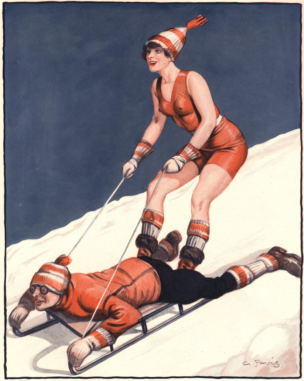 Ilustracja z „Le Sourire” (litografia kolorowa) autorstwa Georges Pavis