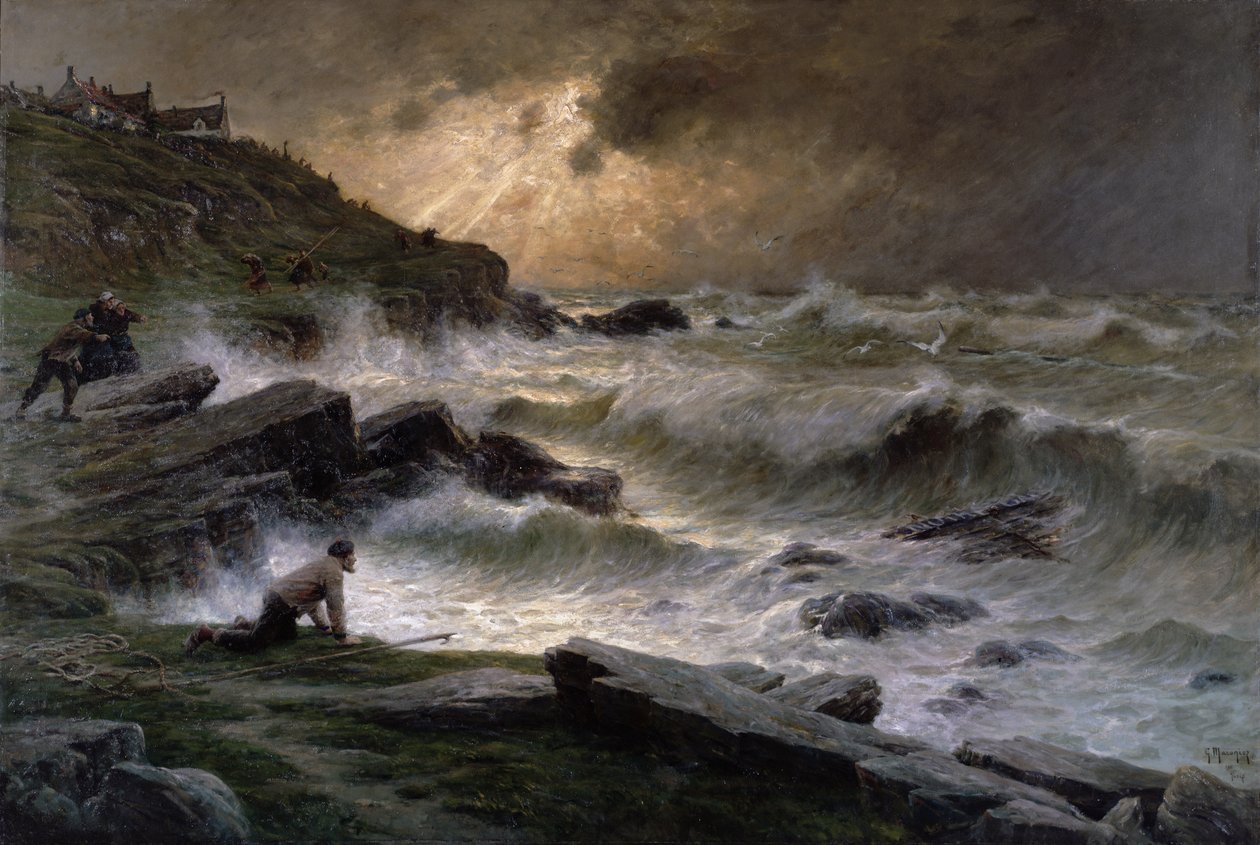 Niszczyciele u wybrzeży Bretanii, 1911 autorstwa Georges Philibert Charles Maroniez