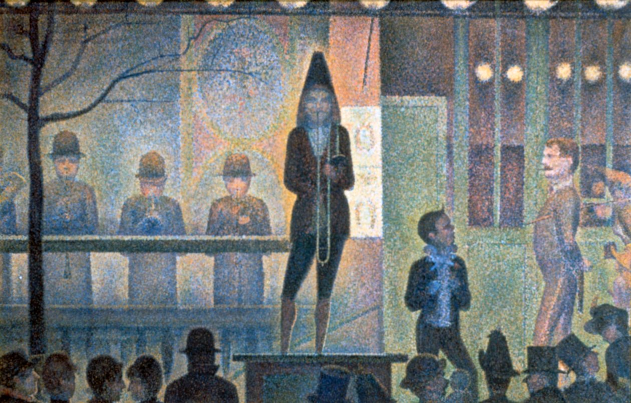 Cyrk Sideshow, 1887-1888 autorstwa Georges Pierre Seurat