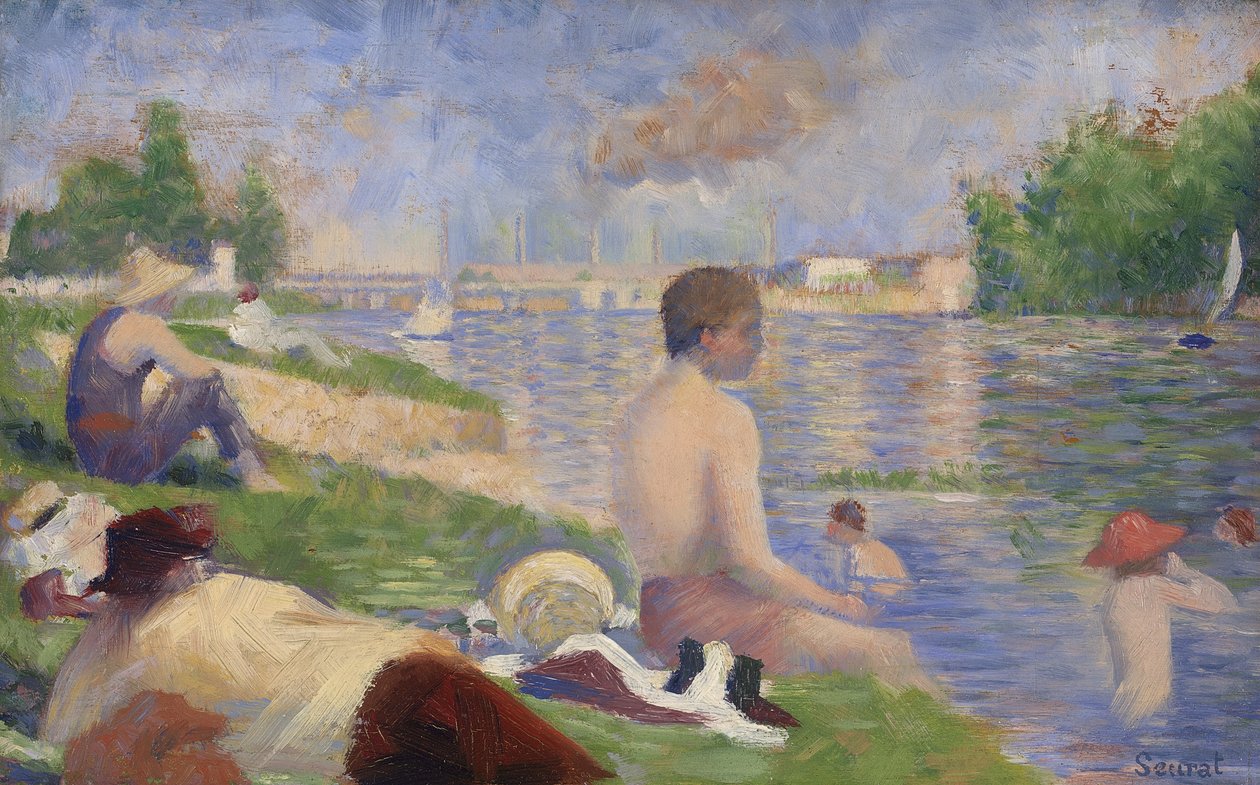 Studium końcowe dla kąpiących się w Asnières, 1883 autorstwa Georges Pierre Seurat