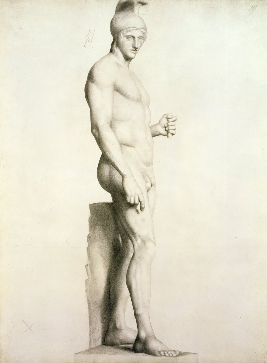 Profil rzeźby Wojownika w Hełmie (p/p) autorstwa Georges Pierre Seurat