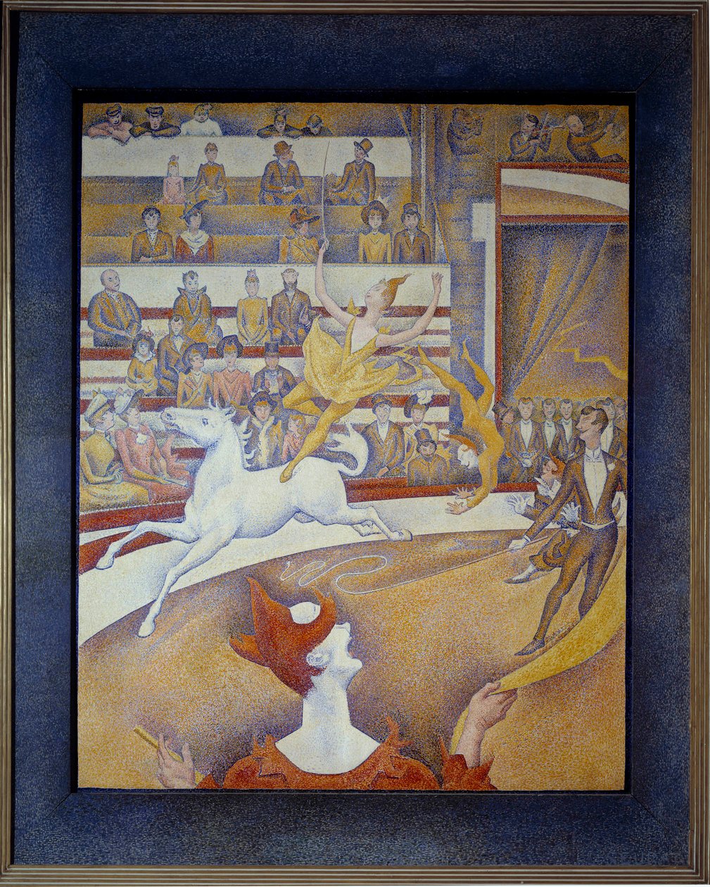 Cyrk Une ecuyere to koń, klaun i akrobaci. Obraz Georgesa Seurata (1859-1891) 1891 Nd. 1,85x1,52 m Paryż, musee d