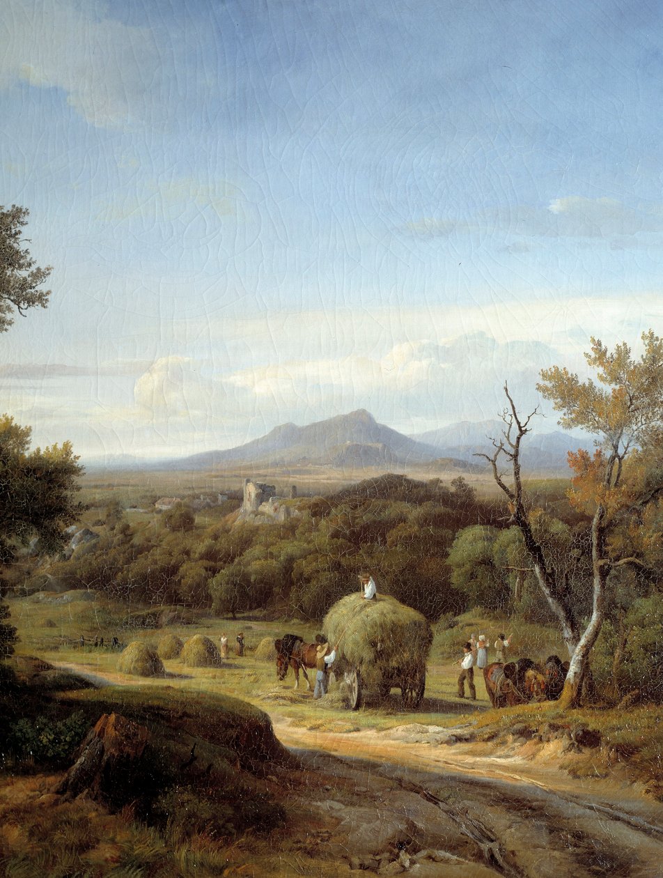 Scena wiejska. Lewy szczegół. Malarstwo Georges Prieur (XIX wiek) autorstwa Georges Prieur