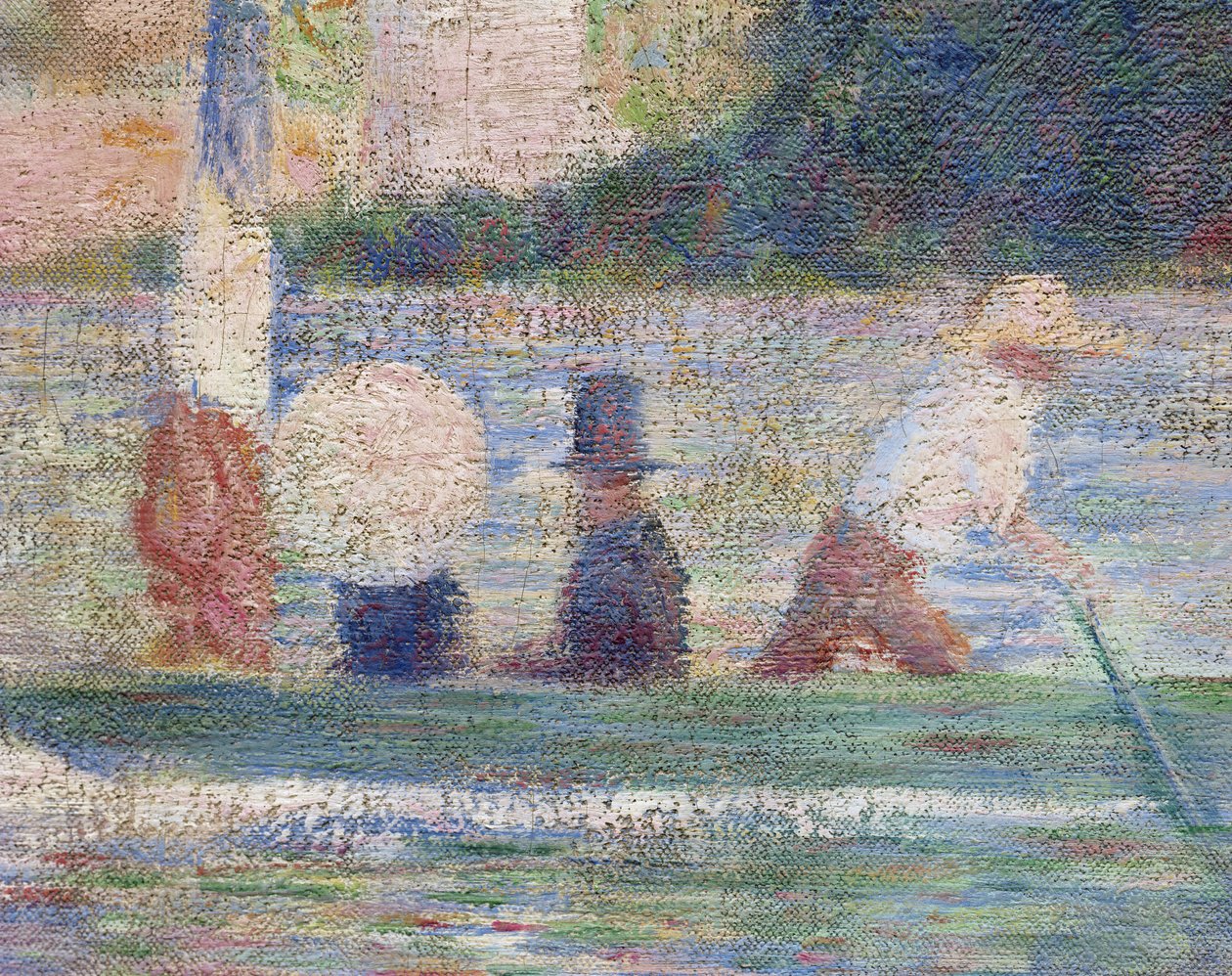 Kąpiący się w Asnieres, 1884 szczegół z 2136 autorstwa Georges Seurat