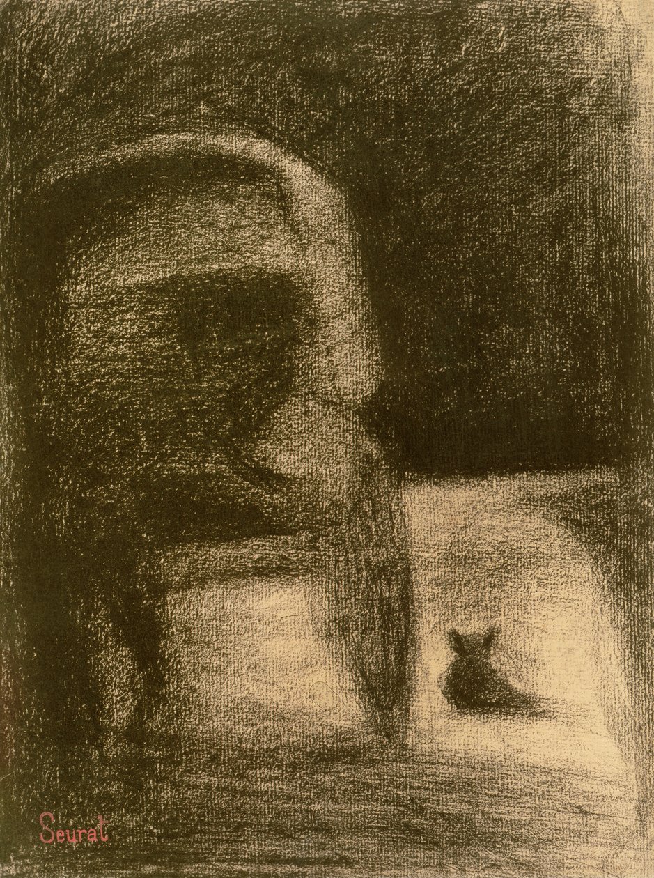Powóz i pies, c.1882-84 (kredka Conté na papierze) autorstwa Georges Seurat