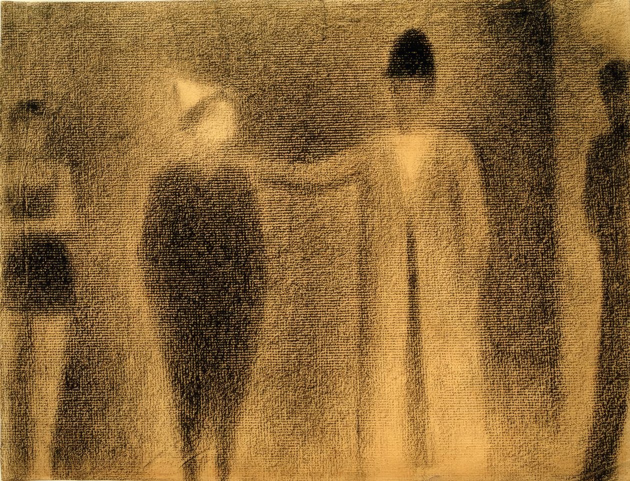 Klaun i trzy postacie (Klaun i trzy postacie / Studium) autorstwa Georges Seurat