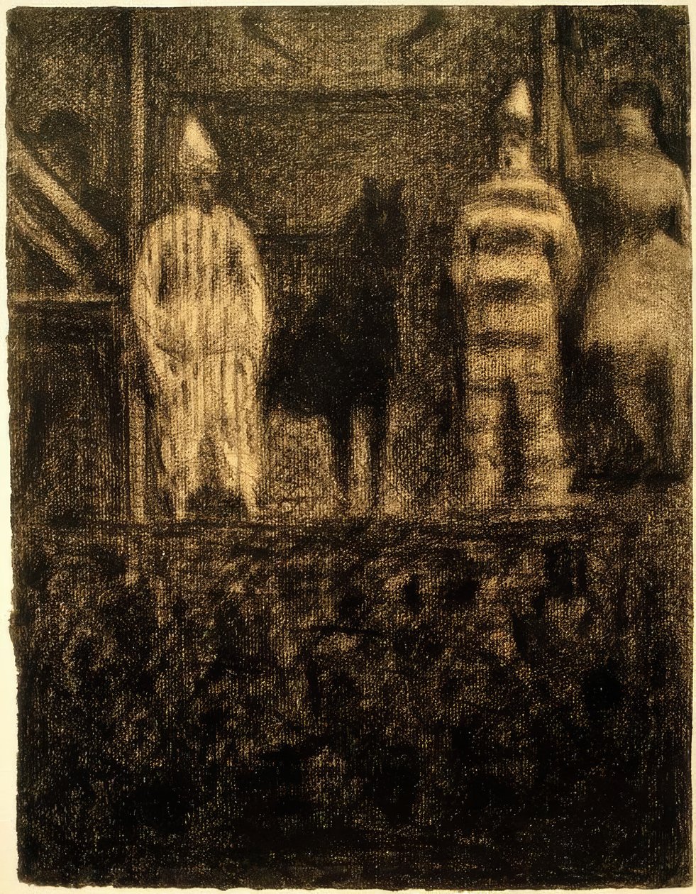 Clowns et poney (Une Parade) (Clowns and Pony / Parade) autorstwa Georges Seurat