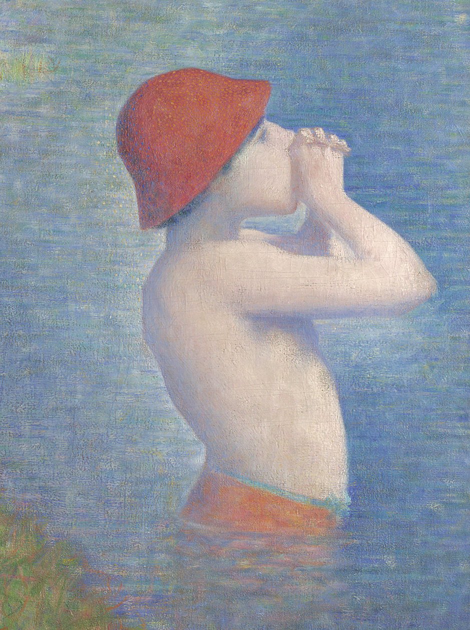Fragment kąpiących się w Asnières, 1884 autorstwa Georges Seurat
